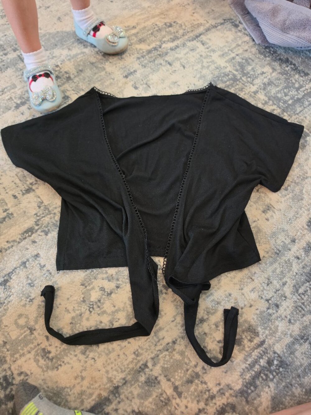 Shein Black front tie cover up top. size xs